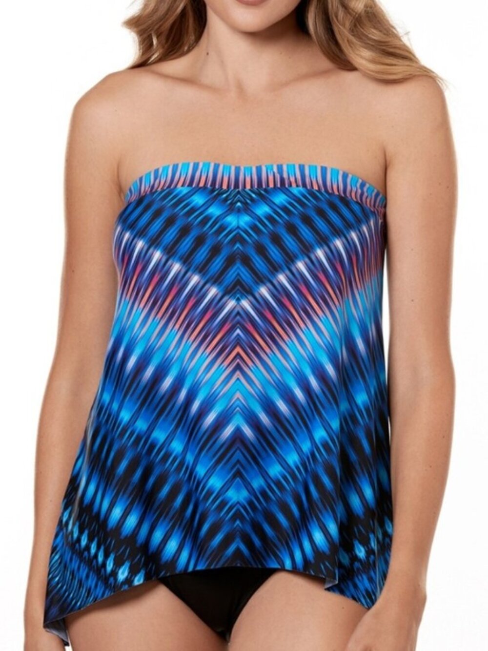 Miraclesuit Swimsuit Tankini Marrakech Underwire Bandini Strapless Blue 10 NWT